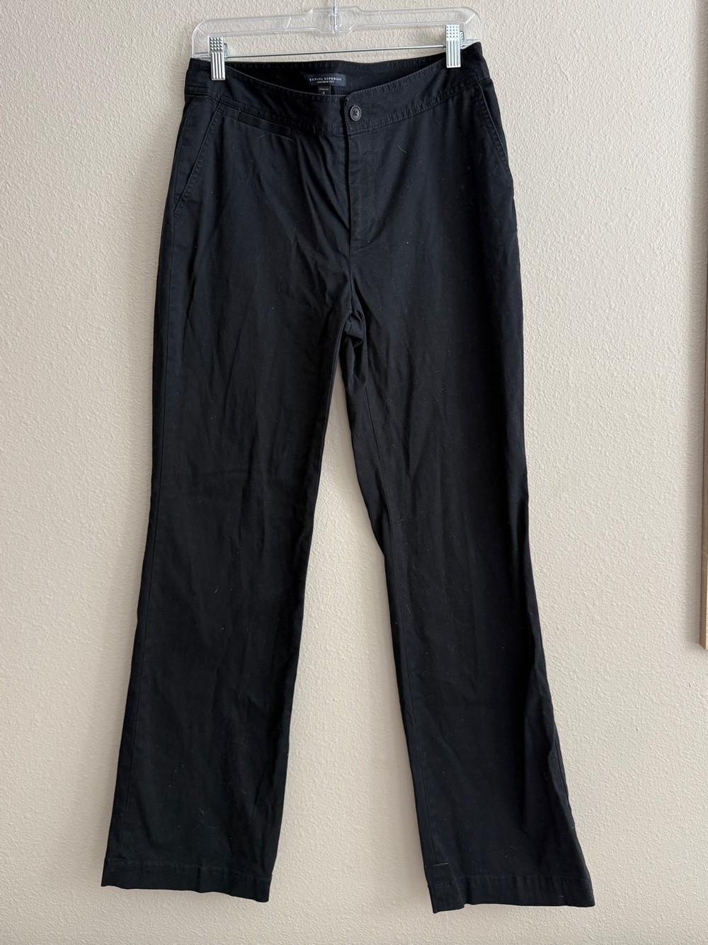 Banana Republic Black Cotton Mid Rise Stretch Trousers Pants Womens Sz 8 Flare